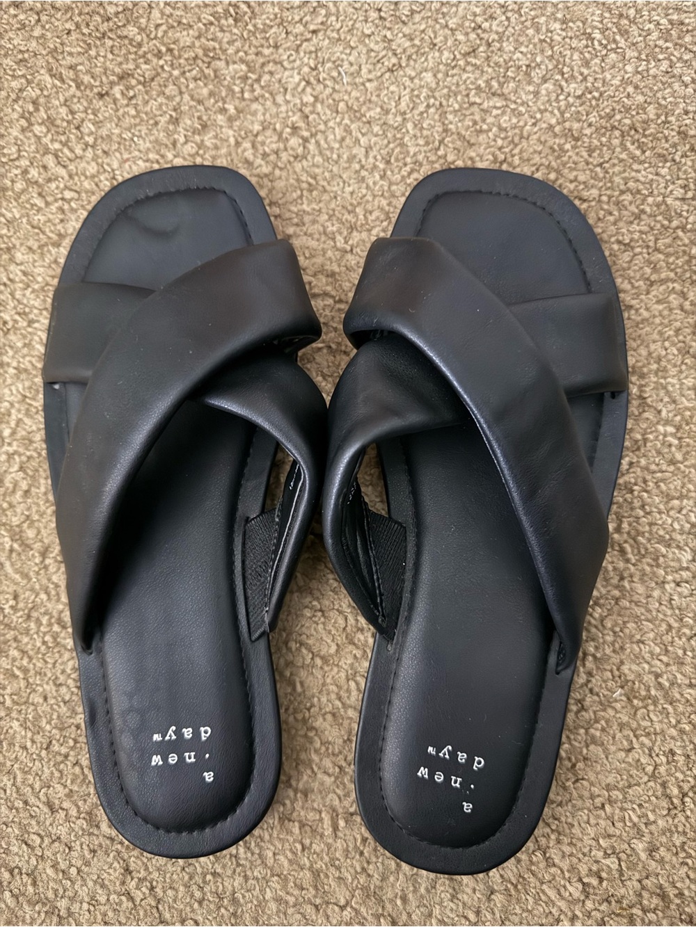 a new day Black Crisscross Slide Sandals